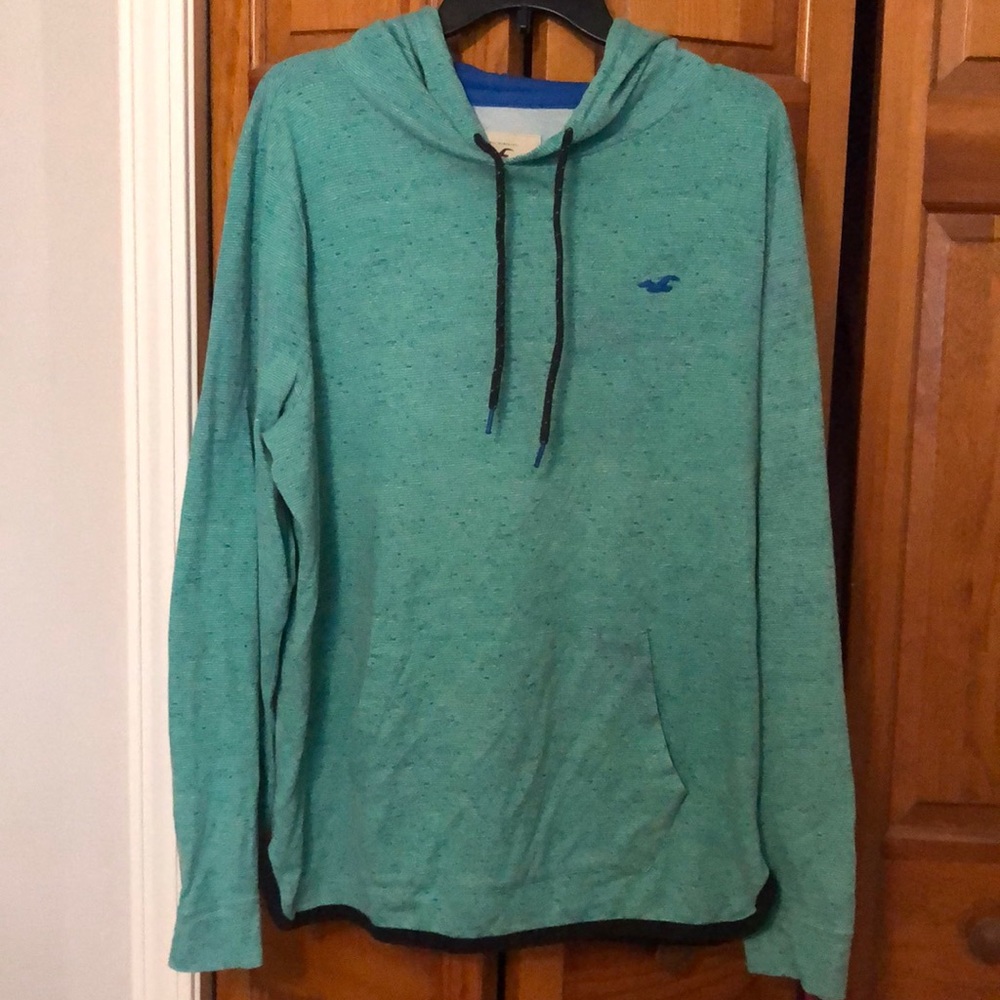 Lightweight green/blue Hollister hoodie in EUC